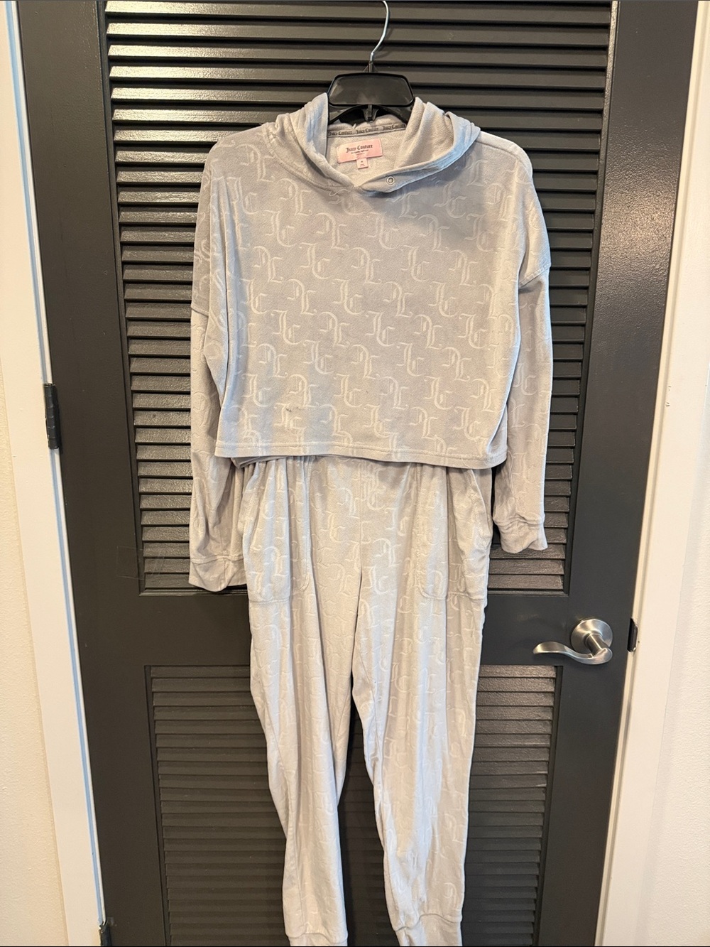 Juicy Couture Light Gray Logo Hooded Pajama Set